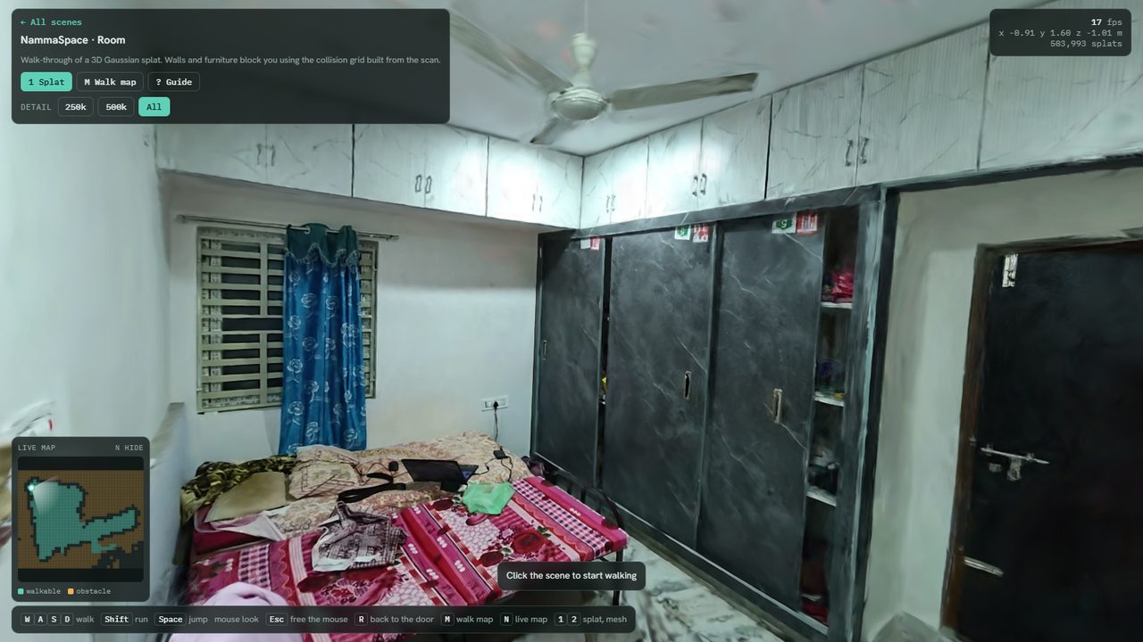 The viewer with the live map at the bottom left, controls strip and display modes